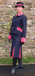 J 1 single breasted jacket with cerise velvet trim piped in silver. Shown with matching skirt.jpg